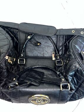 CHANEL Black Quilted Leather Tote with Gold CC Medallion